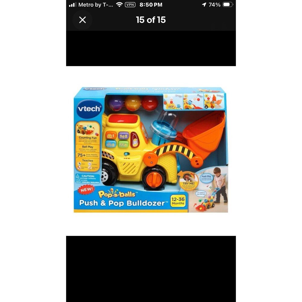 VTech Pop-a-Balls Push and Pop Bulldozer - Picture 5 of 7